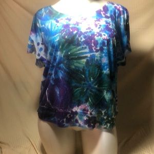 Lane bryant watercolor tee with clear sequins